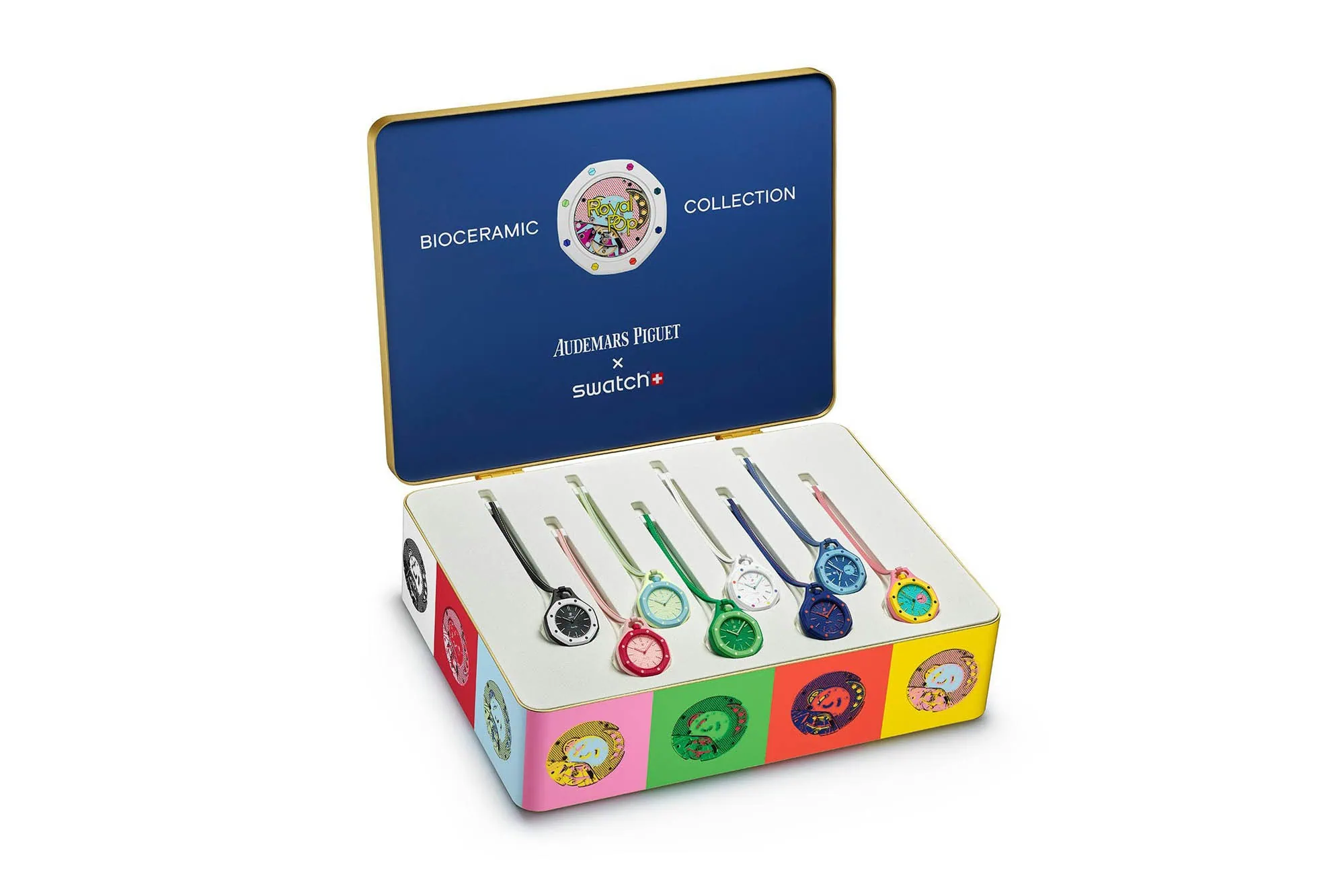 Audemars Piguet × Swatch Royal Pop Collection — Coffret BIOCERAMIC avec 8 montres de poche